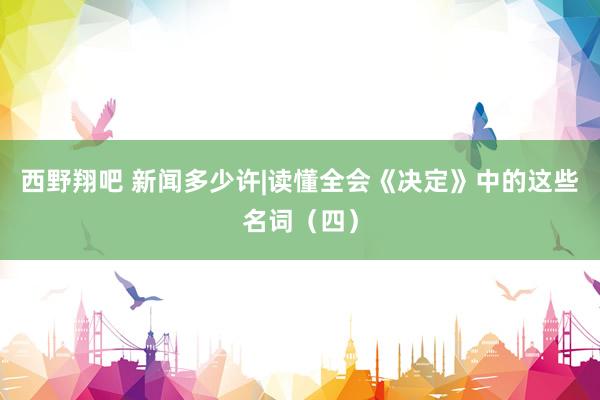 西野翔吧 新闻多少许|读懂全会《决定》中的这些名词（四）