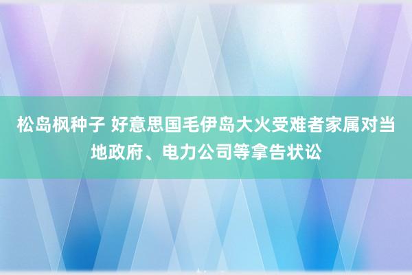 松岛枫种子 好意思国毛伊岛大火受难者家属对当地政府、电力公司等拿告状讼