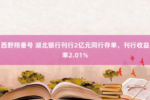 西野翔番号 湖北银行刊行2亿元同行存单，刊行收益率2.01%