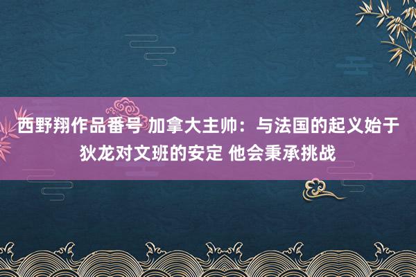 西野翔作品番号 加拿大主帅：与法国的起义始于狄龙对文班的安定 他会秉承挑战