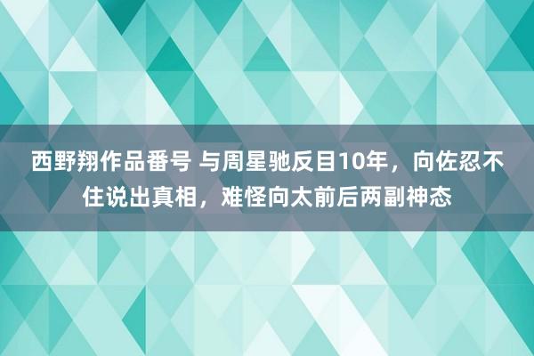 西野翔作品番号 与周星驰反目10年，向佐忍不住说出真相，难怪向太前后两副神态