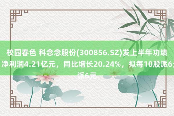 校园春色 科念念股份(300856.SZ)发上半年功绩，净利润4.21亿元，同比增长20.24%，拟每10股派6元