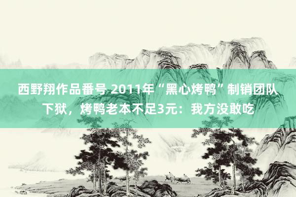 西野翔作品番号 2011年“黑心烤鸭”制销团队下狱，烤鸭老本不足3元：我方没敢吃