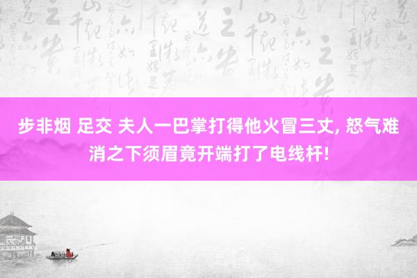 步非烟 足交 夫人一巴掌打得他火冒三丈， 怒气难消之下须眉竟开端打了电线杆!