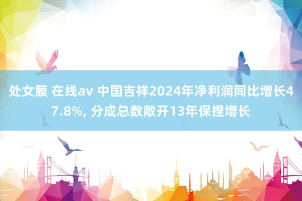处女膜 在线av 中国吉祥2024年净利润同比增长47.8%, 分成总数敞开13年保捏增长
