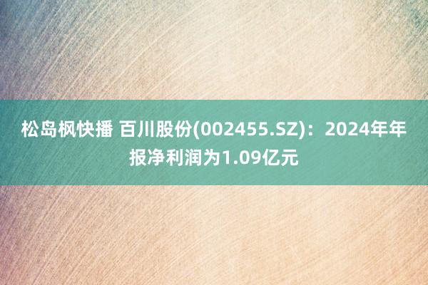 松岛枫快播 百川股份(002455.SZ)：2024年年报净利润为1.09亿元